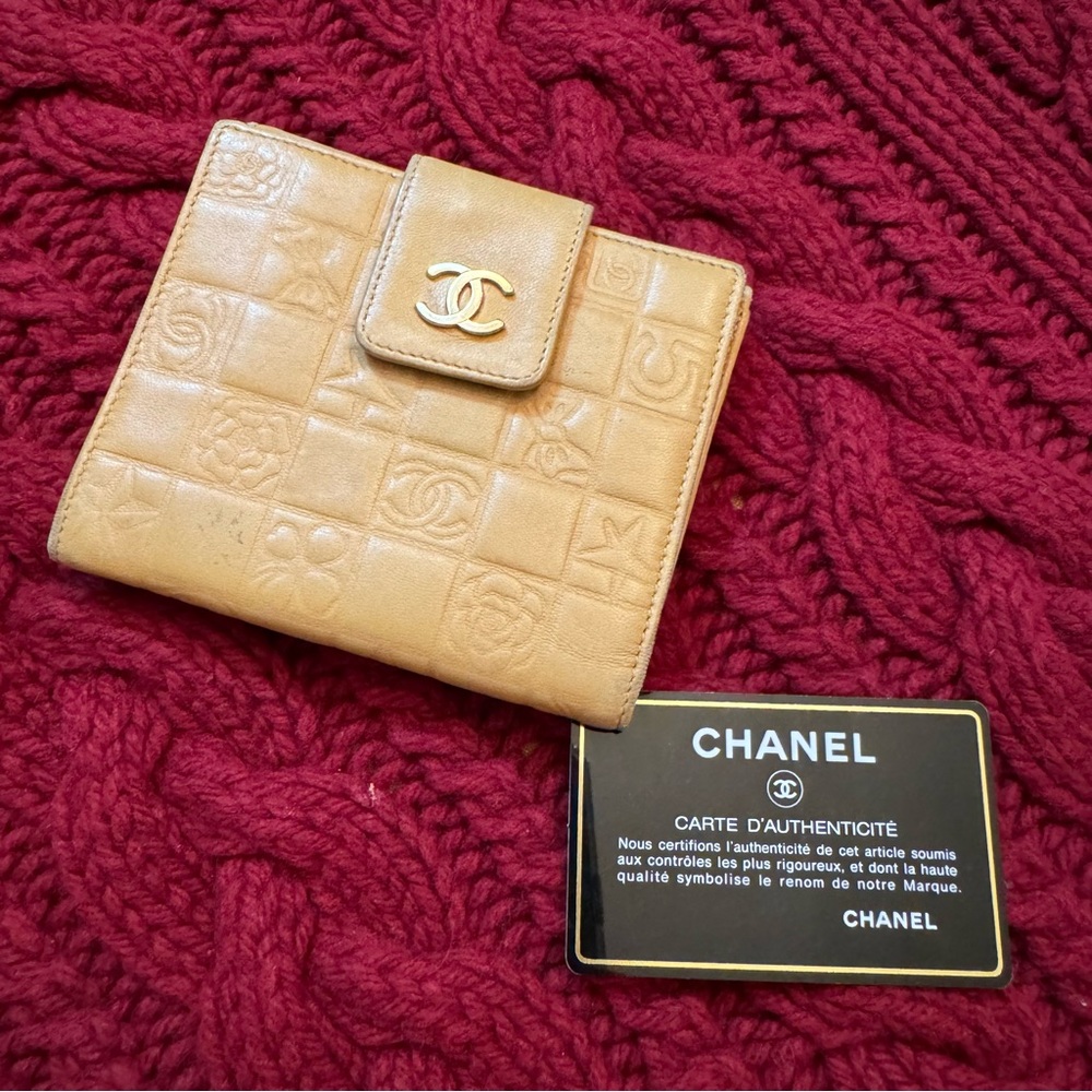 Authentic Chanel Icon Line Leather Wallet